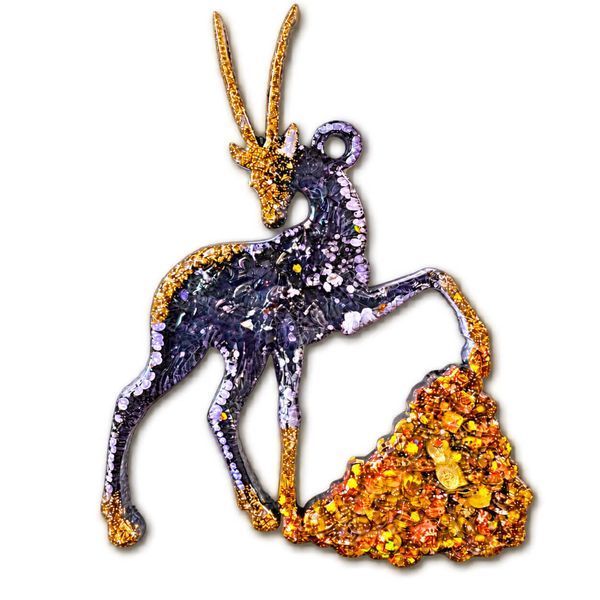 Handmade Golden Antelope resin ornament
