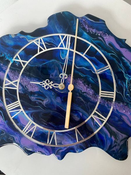 Handmade wall clock with mirrored acrylic dial
