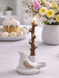 Desire Art "Bird": decorative willow candle with catkins in a sculptural plaster bird holder &mdash; spring Easter decor handmade Ukraine